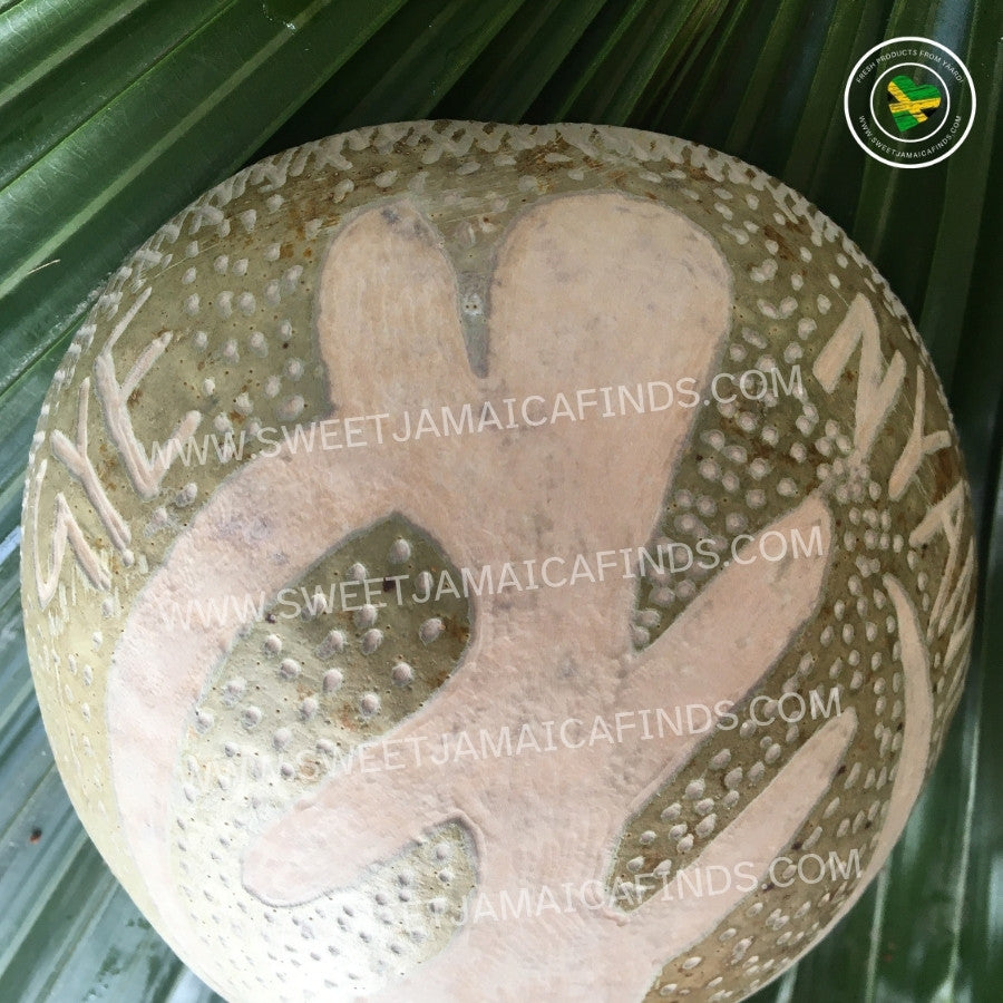Calabash Bowl Plate, 'Gye Nyame' design, Natural eco-friendly wooden bowl, Hand Carved