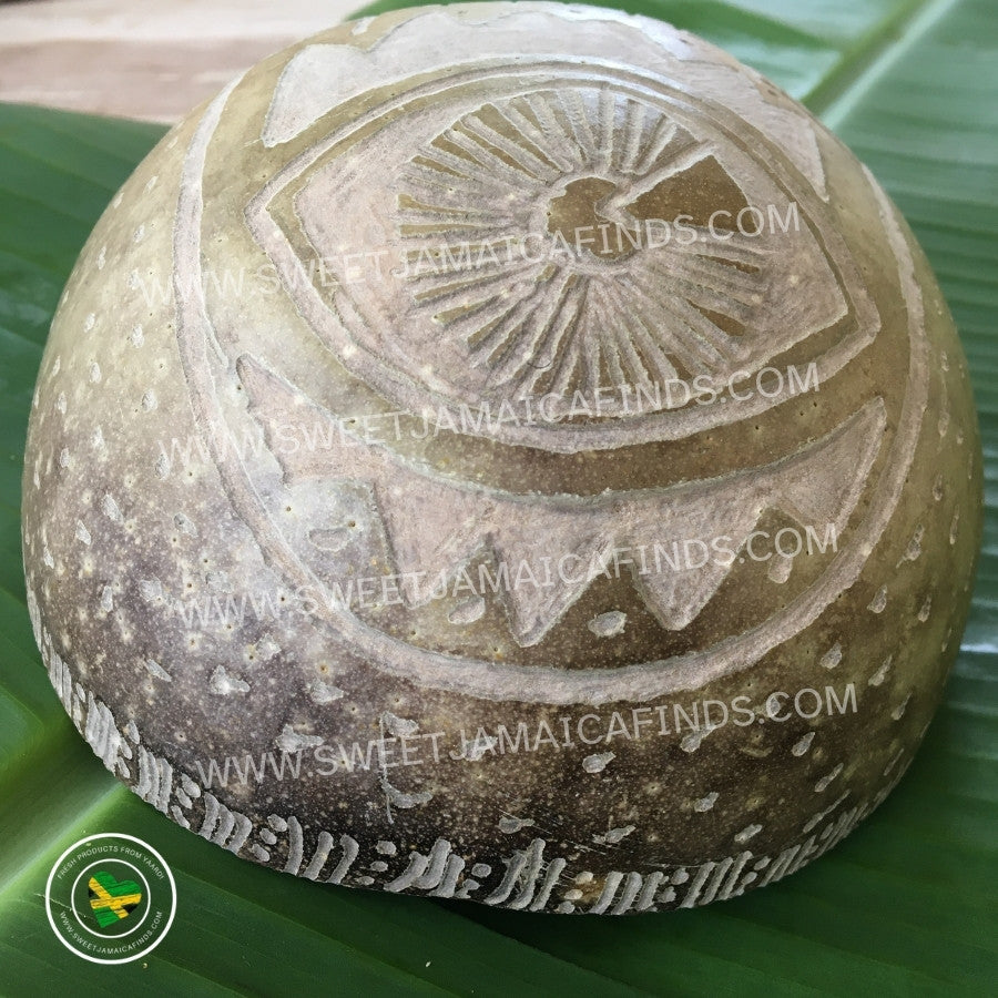Calabash Bowl Plate, 'Hand of Hamsa' Design, Natural eco-friendly wooden bowl, Hand Carved