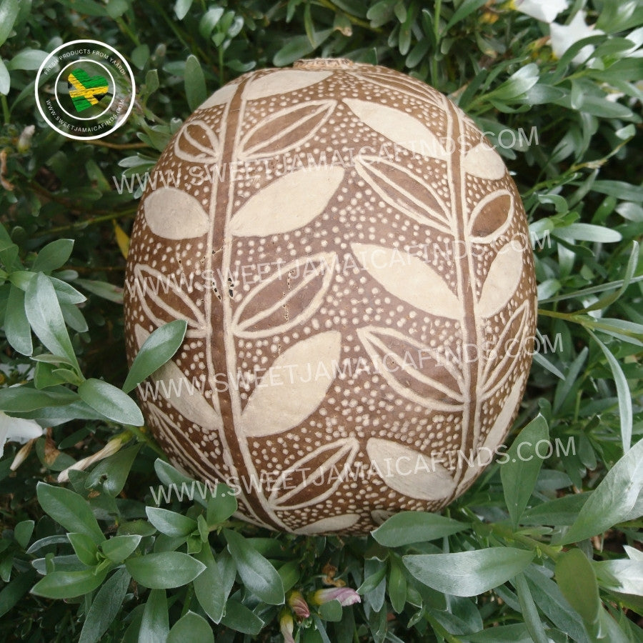 Calabash Bowl Plate, 'Leaf Vine' Design, Natural eco-friendly wooden bowl, Hand Carved