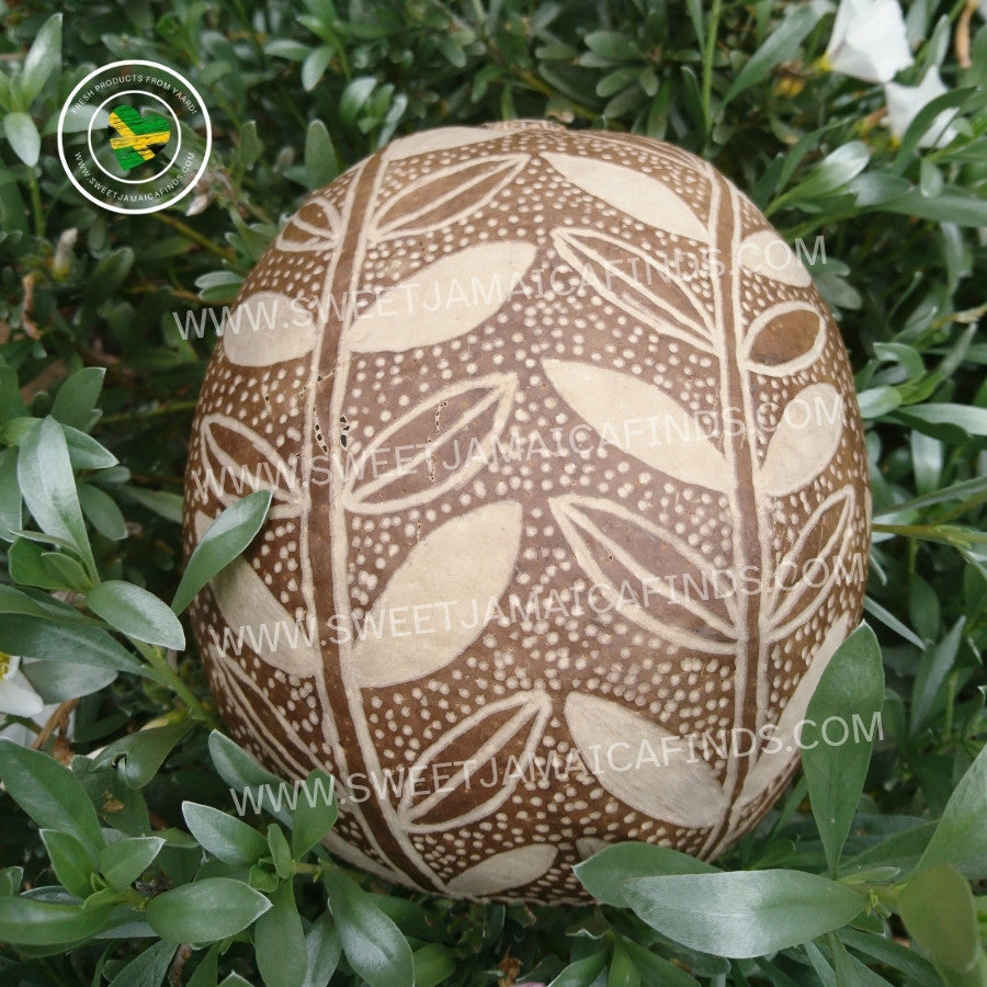 Calabash Bowl Plate, 'Leaf Vine' Design, Natural eco-friendly wooden bowl, Hand Carved
