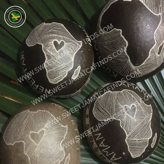 Calabash Bowl Plate, 'Map of Africa' Design, Natural eco-friendly wooden bowl, Hand Carved