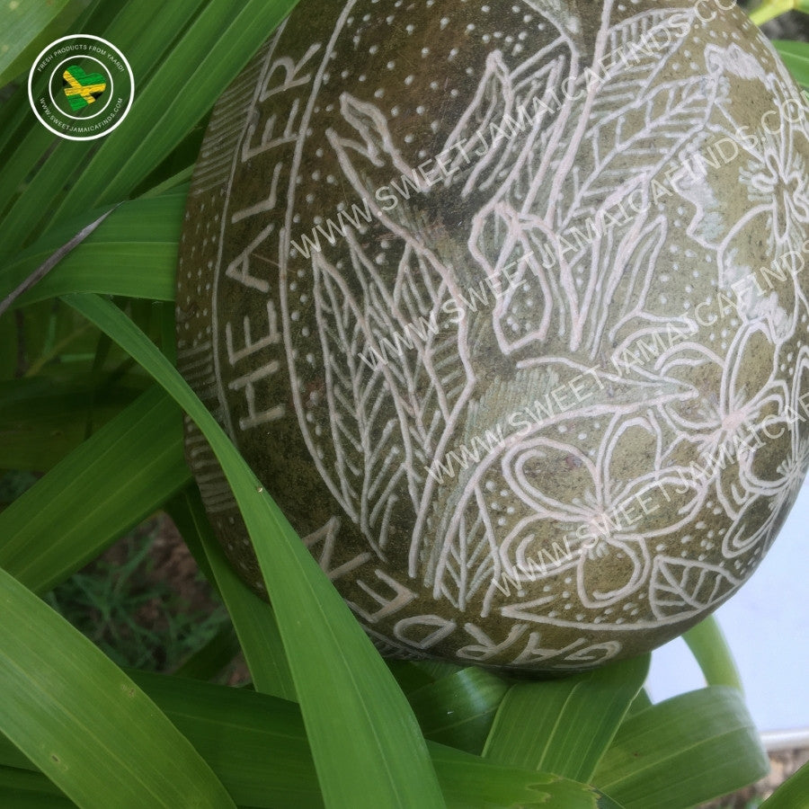 Calabash Bowl Plate, 'Tropical Flowers' Design, Natural eco-friendly wooden bowl, Hand Carved