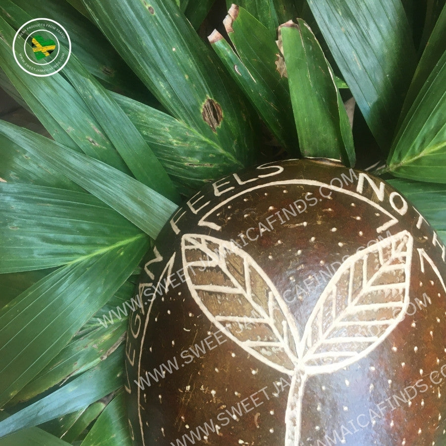 Calabash Bowl Plate, 'Vegan Feels' Design, Natural eco-friendly wooden bowl, Hand Carved