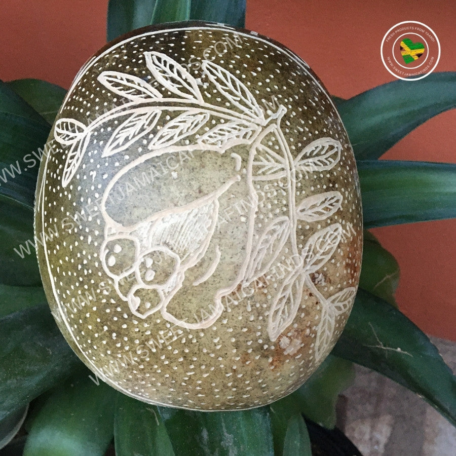 Calabash Bowl Plate, 'Ackee' Design, Natural eco-friendly wooden bowl, Hand Carved